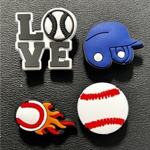 Baseball Fan Croc Shoe Charms - Set of 4 Jibbitz